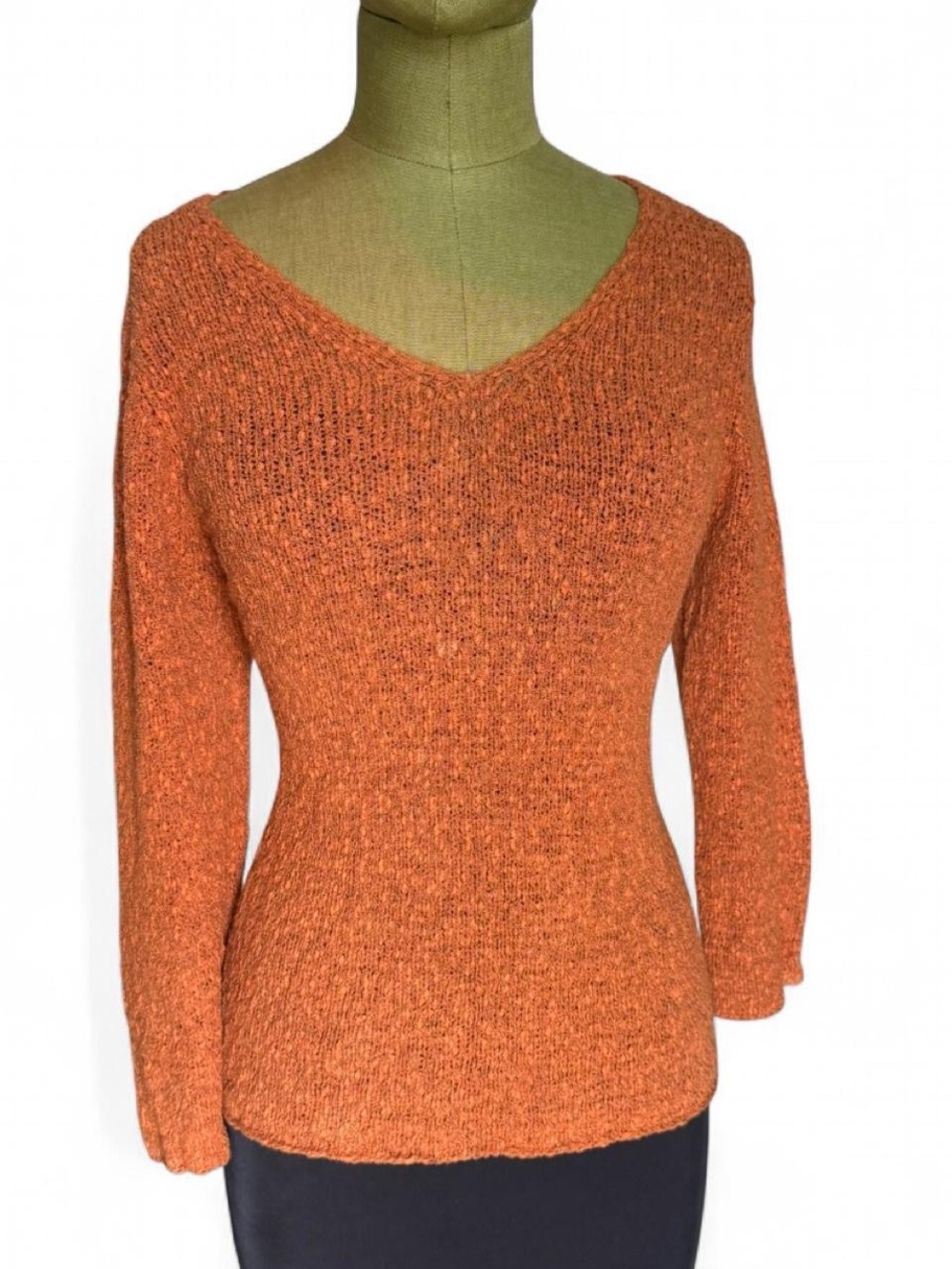 Eileen Fisher orange knit sweater in size S
